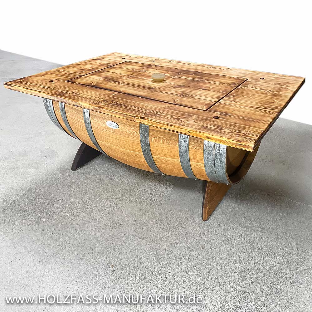 Holzfass Couchtisch mit Stauraum Shop