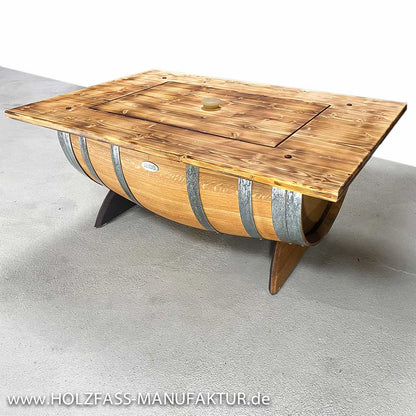 Holzfass Couchtisch mit Stauraum Shop