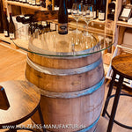 Weinfass Stehtisch naturbelassen hell