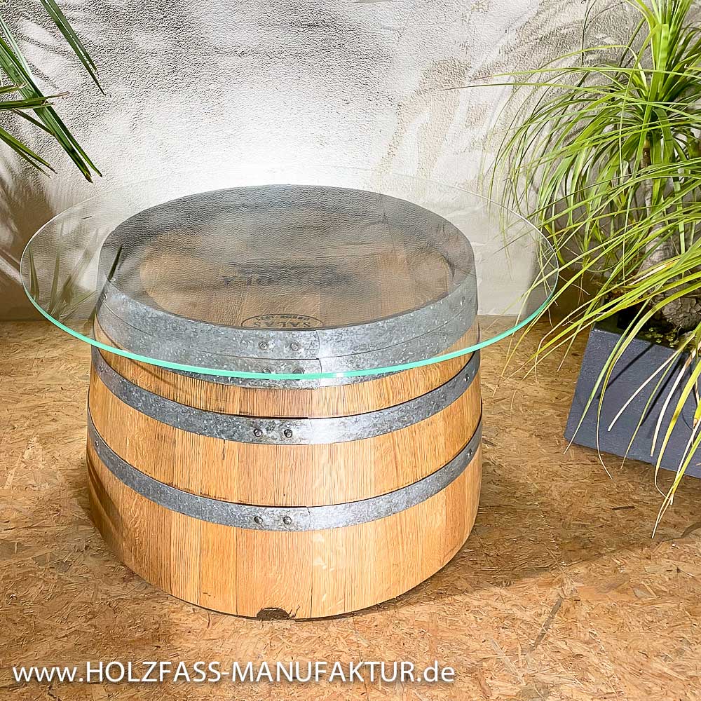 Couchtisch Klassik-holzfass-weinfass-geschliffen-geolt