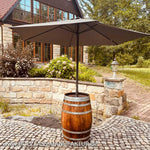 Stehtisch mit Sonnenschirm Weinfass