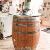 Weinfass - Stehtisch mit Glasplatte & Abstandshalter