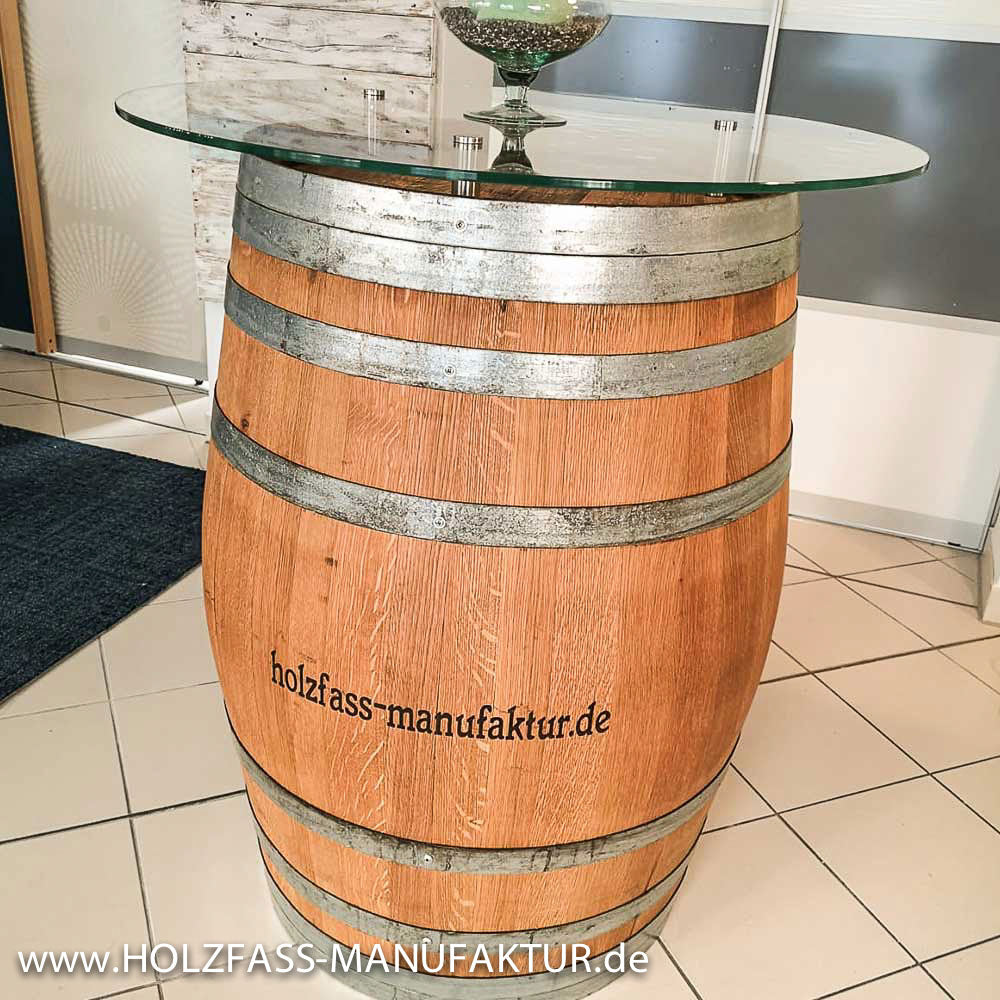 Weinfass - Stehtisch mit Glasplatte &amp; Abstandshalter