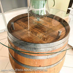 Weinfass - Stehtisch mit Glasplatte & Abstandshalter
