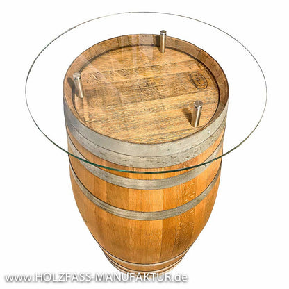 Weinfass - Stehtisch mit Glasplatte &amp; Abstandshalter