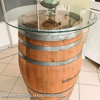 Weinfass - Stehtisch mit Glasplatte &amp; Abstandshalter