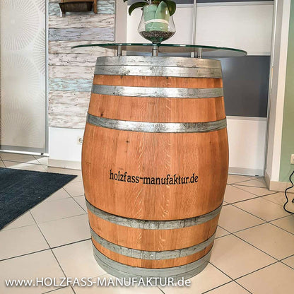 Weinfass - Stehtisch mit Glasplatte &amp; Abstandshalter